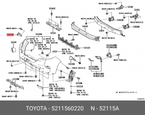 кронштейн бампера! переднего правый\ Toyota Land Cruiser 17> 52115-60220 TOYOTA