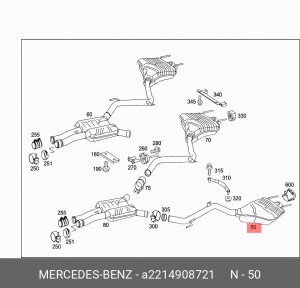 Глушитель MERCEDES S (W221) задняя часть OE A 221 490 87 21 MERCEDES BENZ