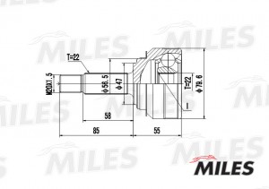 ШРУС наружный SKODA FELICIA/VW CADDY 1.3-1.9D 94-01 (GKN 303001) GA20414 GA20414 MILES