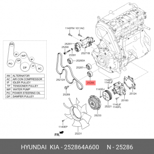 Ролик приводного ремня HYUNDAI Porter 2,Starex H-1 (14-) KIA Bongo 3 (14-) (2.5- 252864A600 HYUNDAI KIA