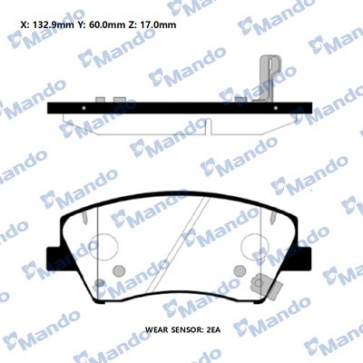 Колодки тормозные HYUNDAI Elantra (15-) передние (4шт.) MANDO MPH62 MANDO