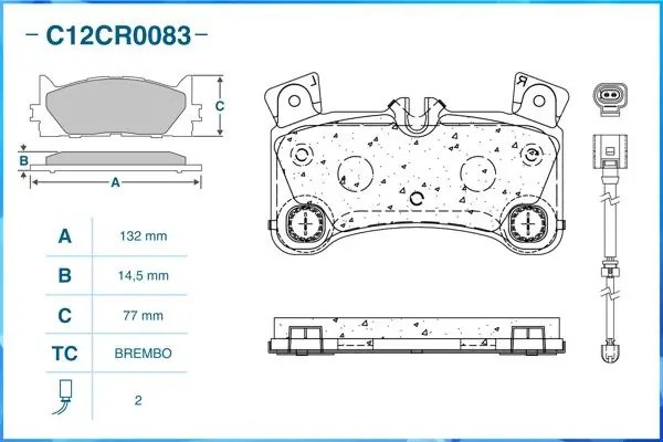 Тормозные колодки задние Low Metallic C12CR0083 C12CR0083 CWORKS