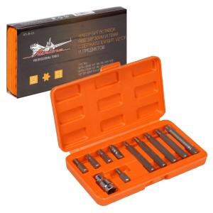 Набор бит вставок SPLINE 3/8 30мм и 75мм с держателем бит 1/2 DR 11 предметов в  AT-B-50 AIRLINE