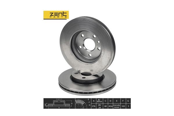 диск тормозной передний! Chevrolet Aveo 1.2-2.0CDi, Opel Astra J 1.4/1.6/1.3-2.0 Z05961 ZENTPARTS