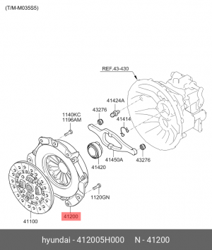 Корзина сцепления HYUNDAI HD65,72,78,County дв.D4DB,D4DD,D4GA (300мм) OE 412005H000 HYUNDAI KIA