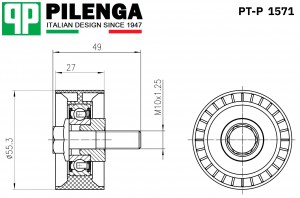 Ролик натяжитель ремня без эксцентрика (опорный) ВАЗ 2170, 2192, VESTA PT-P 1571 PTP1571 PILENGA
