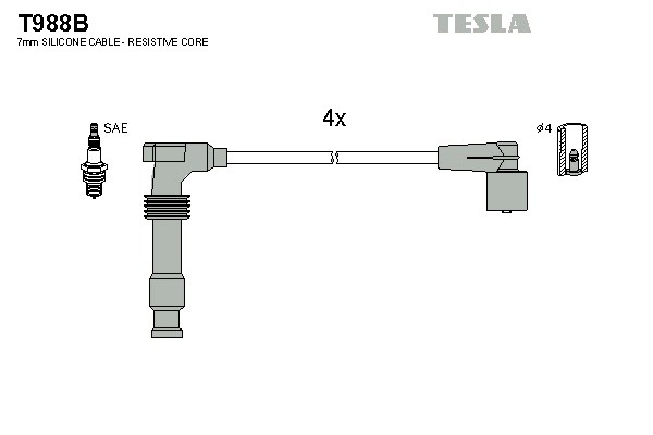к-кт проводов!\ Opel Frontera 2.2i 95-98 T988B TESLA