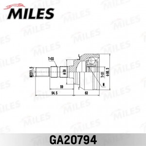 ШРУС наружный CHEVROLET CRUZE 1.6-1.8 09- (GSP 821043) GA20794 GA20794 MILES