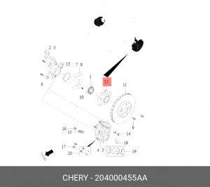 Ступица CHERY Tiggo 7 Pro передняя OE 204000455AA CHERY