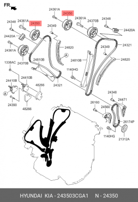 Шестерня HYUNDAI Genesis (14-) (3.0/3.8) распредвала впускной OE 243503CGA1 HYUNDAI KIA