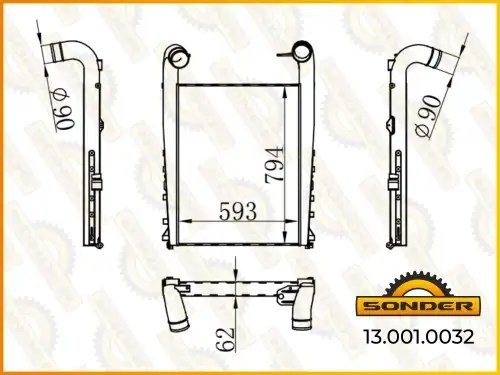 Интеркулер RVI Premium после 2005г Euro 4 812*593*64 (Nissens 97058) 130010032 SONDER