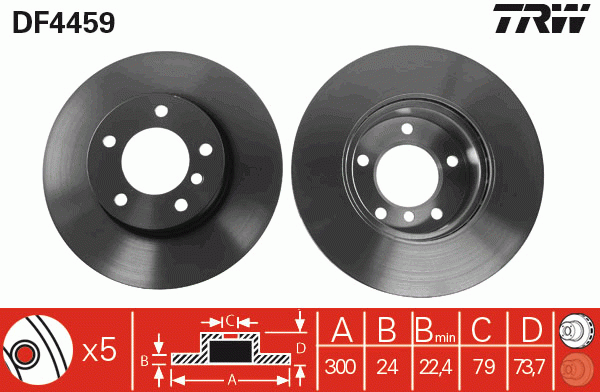 Диск тормозной передний BMW 1 E81, 3 E90 DF4459 DF4459 TRW