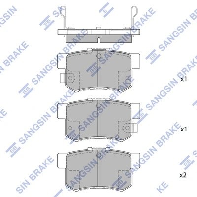 Колодки тормозные дисковые Honda CR-V/FR-V 1.7/2.0 02/Stream 1.7/2.0 01 SP1368 SP1368 SANGSIN
