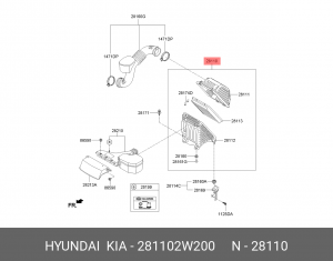 КОРПУС ФИЛЬТРА ВОЗДУШНОГО 281102W200 HYUNDAI