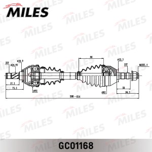 Привод в сборе левый OPEL ASTRA H/ZAFIRA B 1.2-1.6 04- (GKN 304426) GC01168 GC01168 MILES