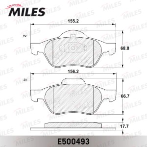 Колодки тормозные передние (Смесь CERAMIC серия PRO) RENAULT LAGUNA II (TRW GDB1 E500493 MILES