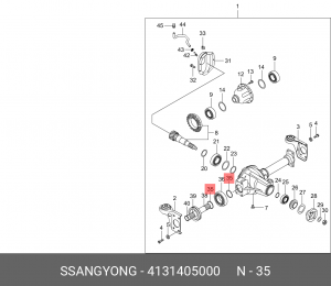 Кольцо SSANGYONG Actyon (06-),Kyron (05-),Rexton (02-) стопорное редуктора перед 4131405000 SSANG YONG