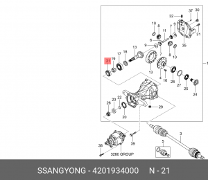 Подшипник хвостовика SSANGYONG Actyon (10-) пары главной наружный OE 4201934000 SSANG YONG