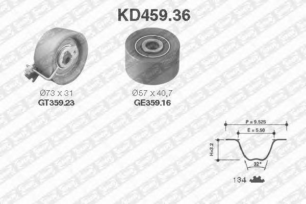 рем.к-кт ГРМ!\ Citroen C3/Xsara, Peugeot 206/307/Partner 1.6 16V 00> KD459.36 NTN SNR
