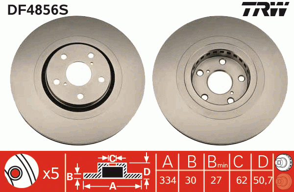 Диск тормозной передн правый LEXUS GS300-460 (_S19_), GS250 (_L1_) DF4856S DF4856S TRW