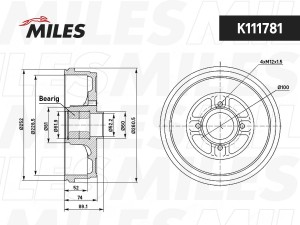 Барабан тормозной с подшипником без ABS LADA LARGUS K111781 K111781 MILES
