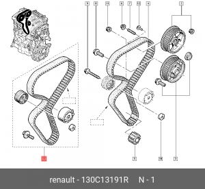 Ремкомплект ГРМ Megane/Scenic (Z132) 1.6 RENAULT 130C 131 91R 130C13191R RENAULT
