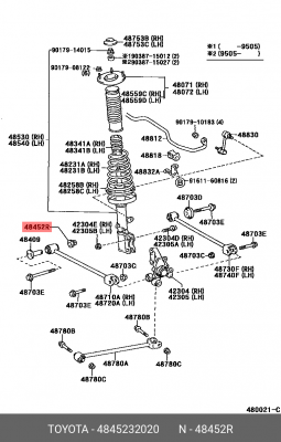 гайка рычага!\ Toyota Camry 88-91 48452-32020 TOYOTA