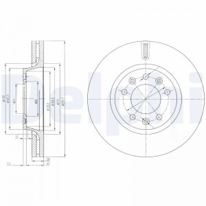 Диск тормозной PEUGEOT CITROEN передний (1шт.) DELPHI BG4084 DELPHI