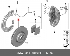 диск тормозной передний левый!\ BMW 34 11 6 860 911 BMW