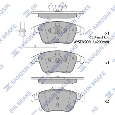 колодки дисковые передние Audi A4/A5 1.8TFSi-3.2FSI/2.7TDi 07> SP2144 SANGSIN