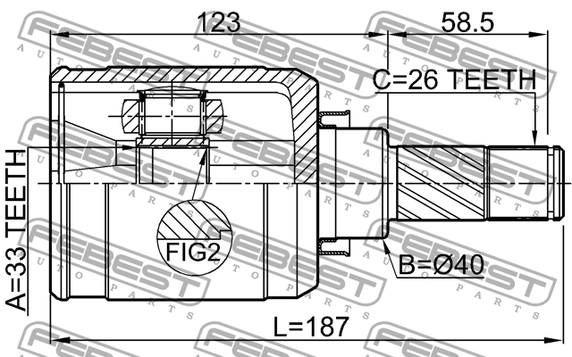 ШРУС внутр левый NISSAN QASHQAI J10E 2006.12-2013.12 0211-J10F6LH 0211-J10F6LH FEBEST