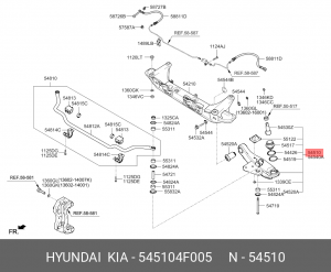 Рычаг подвески HYUNDAI Porter,Porter 2 передней нижний левый в сборе OE 545104F005 HYUNDAI KIA