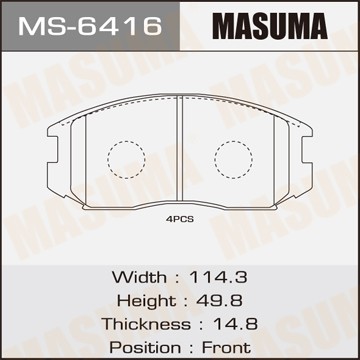 колодки дисковые п.!\ Daihatsu Terios J1 1.3 DX/SX &4WD 97> MS6416 MASUMA
