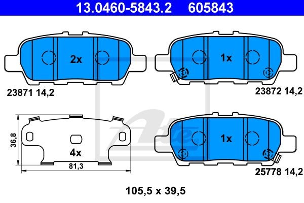 Комплект тормозных колодок 13.0460-5843.2 13.0460-5843.2 ATE