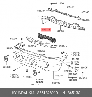 РЕШЕТКА ПЕРЕДНЕГО БАМПЕРА 8651326910 HYUNDAI