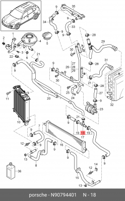 Тройник VW Golf (98-) AUDI A3,S3 (04-13),Q7 (10-) SKODA Octavia (04-) системы ох N 907 944 01 VAG