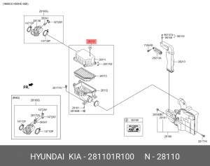 Фильтр воздушный HYUNDAI Solaris (11-) в сборе OE 281101R100 HYUNDAI KIA