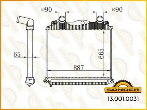 Интеркулер 665*887*64 MAN TGATGSTGX  2002--> 310-660HP Nissens 97049 130010031 SONDER