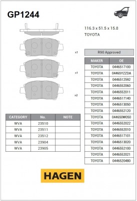 Колодки передние TOYOTA COROLLA E12, CELICA GP1244 GP1244 SANGSIN