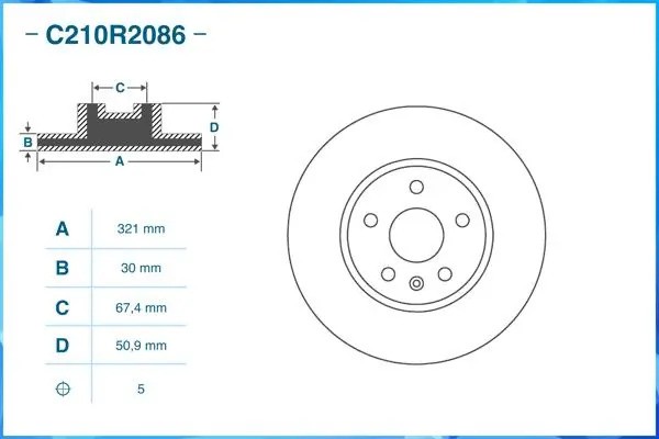 Тормозной диск передний C210R2086 C210R2086 CWORKS