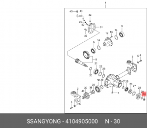 Гайка SSANGYONG Actyon (06-),Kyron (05-),Rexton (03-) хвостовика переднего моста 4104905000 SSANG YONG