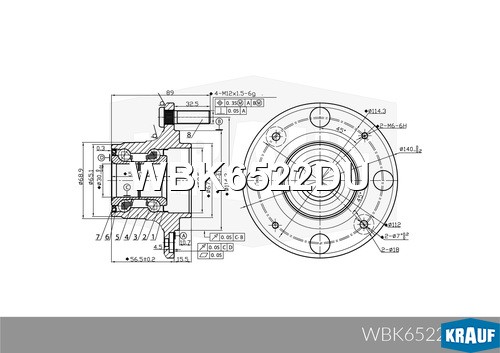 Ступица в сборе [задн, Kit] VOLVO S40 I(VS, 644) V40 Estate(VW, 645) / MITSUBISH WBK6522DU KRAUF