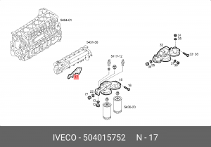 прокладка! (м) масляный фильтр\IVECO EUROTRAKKER CURSOR 13 F3B 504015752 IVECO