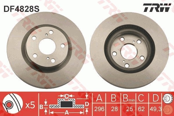 TOYOTA RAV 4 (2006-2013) 296 мм DF4828S TRW