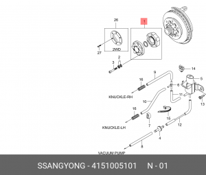 Муфта SSANGYONG Rexton (02-),Korando (96-) включения переднего моста OE 4151005101 SSANG YONG