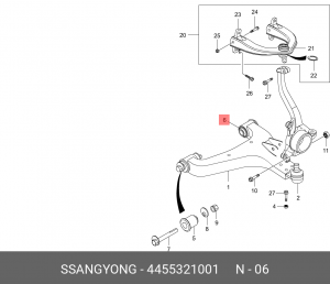 Сайлентблок SSANGYONG Stavic (13-) рычага переднего нижнего задний OE 4455321001 SSANG YONG