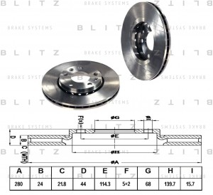 Диск тормозной передний вентилируемый RENAULT Duster/Megane/Fluence 11- BS0296 BS0296 BLITZ