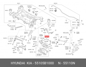 Рычаг подвески HYUNDAI Genesis (14-) задней верхний левый OE 55105B1000 HYUNDAI KIA