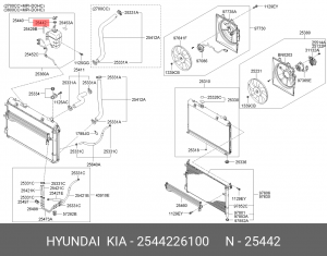прокладка крышки бачка расширительного!\ Hyundai Getz 2544226100 HYUNDAI