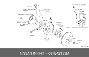 болт ступицы задней!\ Nissan 081B42355M NISSAN